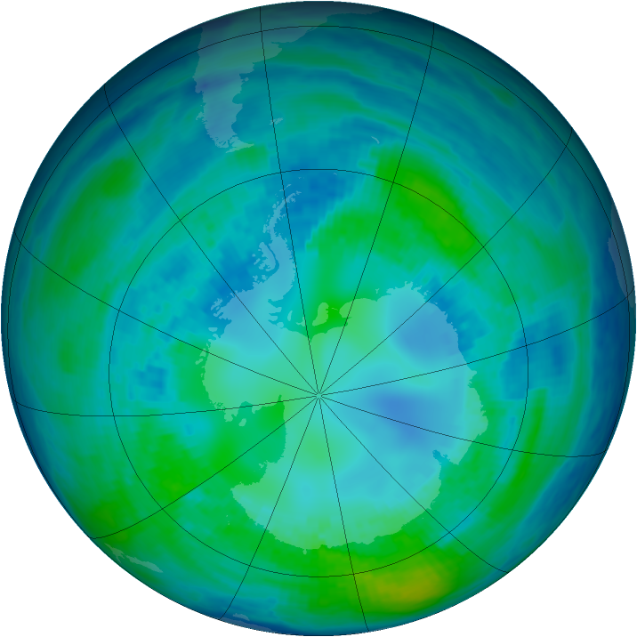 Antarctic ozone map for 22 April 1993